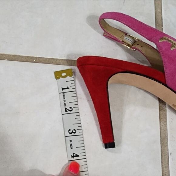 Vaneli Slingback‎ Pointed Toe Heels Suede Leather Red Yellow Pink 11 nARROW - Picture 11 of 11